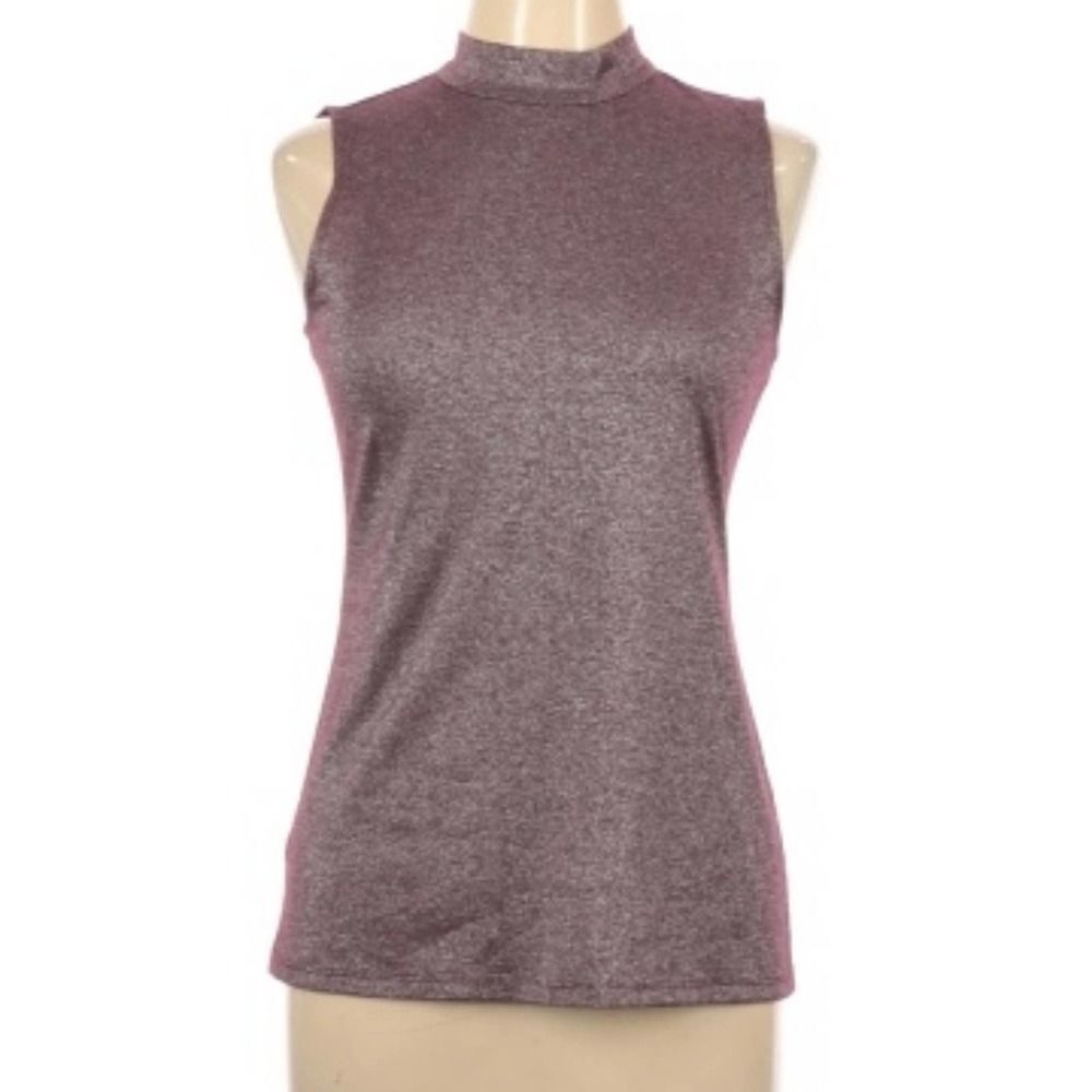 Ann Taylor LOFT Metallic Burgundy Sleeveless Blouse Casual Size Small